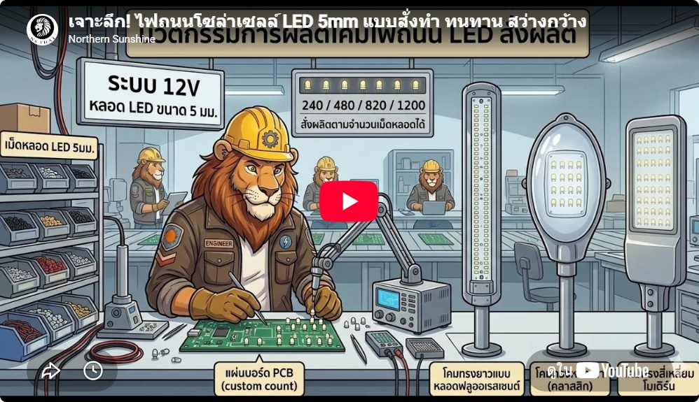 ไฟถนนโซล่าเซลล์ LED 5mm. แบบสั่งทำ