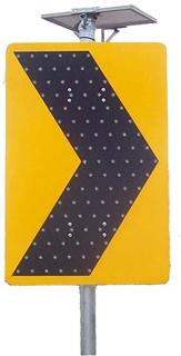 ป้ายเตือนทางโค้งโซล่าเซลล์